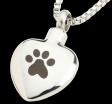 HEART SHAPED ASH MEMORIAL PENDANT WITH PAW PRINT
